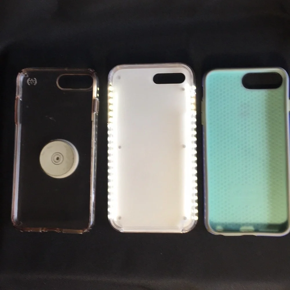 iPhone cases 7 plus x3. Rose gold light up, purple